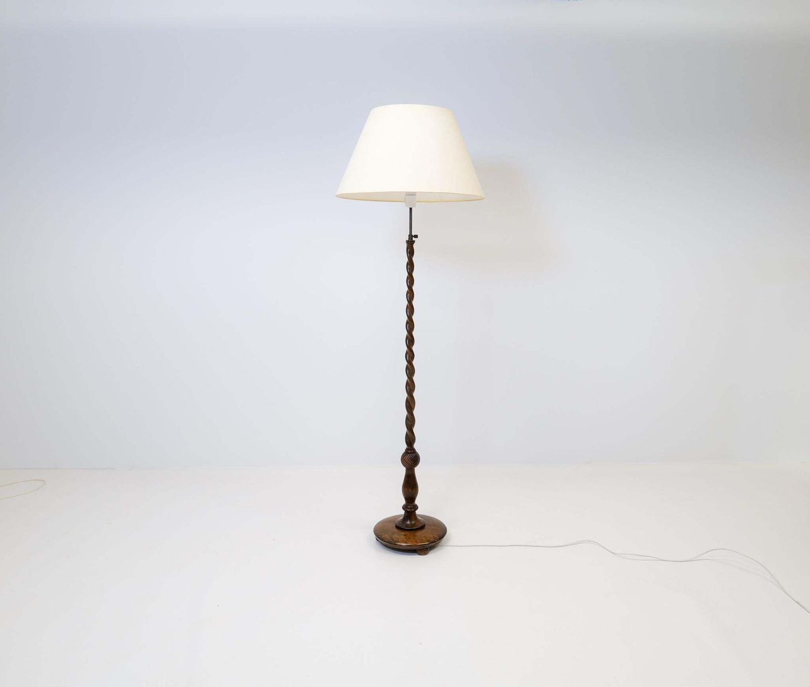 Art Deco Organic Swirl Floor Lamp In Stained Birch Sweden, 1940s photo for sale