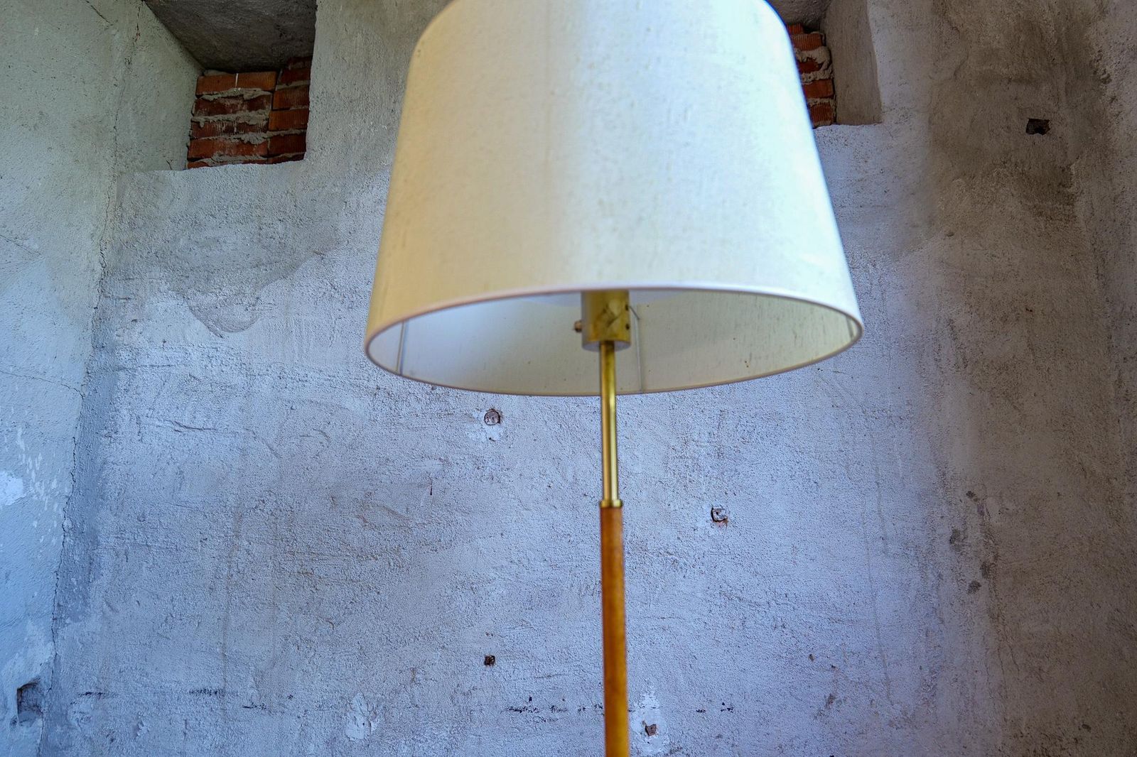 Midcentury Modern Leather Brass Floor Lamp Atelje Lyktan, Sweden photo buy