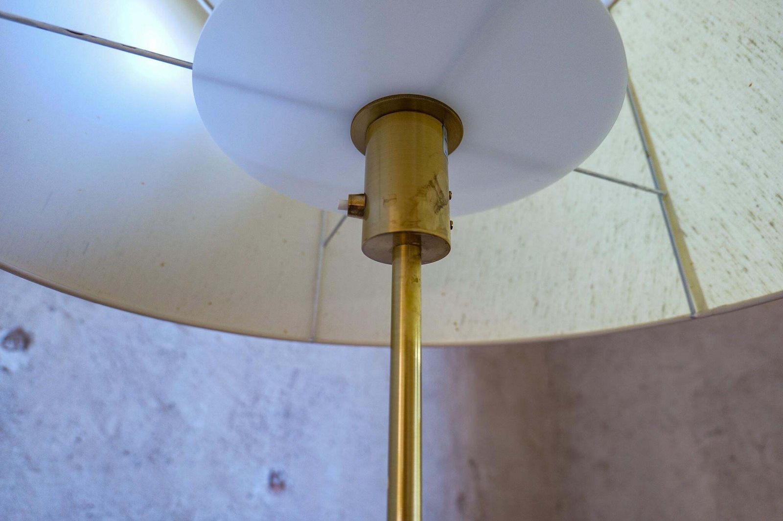Midcentury Modern Leather Brass Floor Lamp Atelje Lyktan, Sweden photo vintage