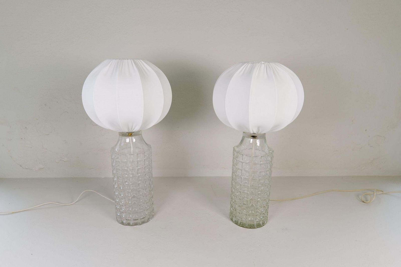 Mid Century Modern Large Glass Table Lamps Orrefors, Sweden, 1970s photo for sale