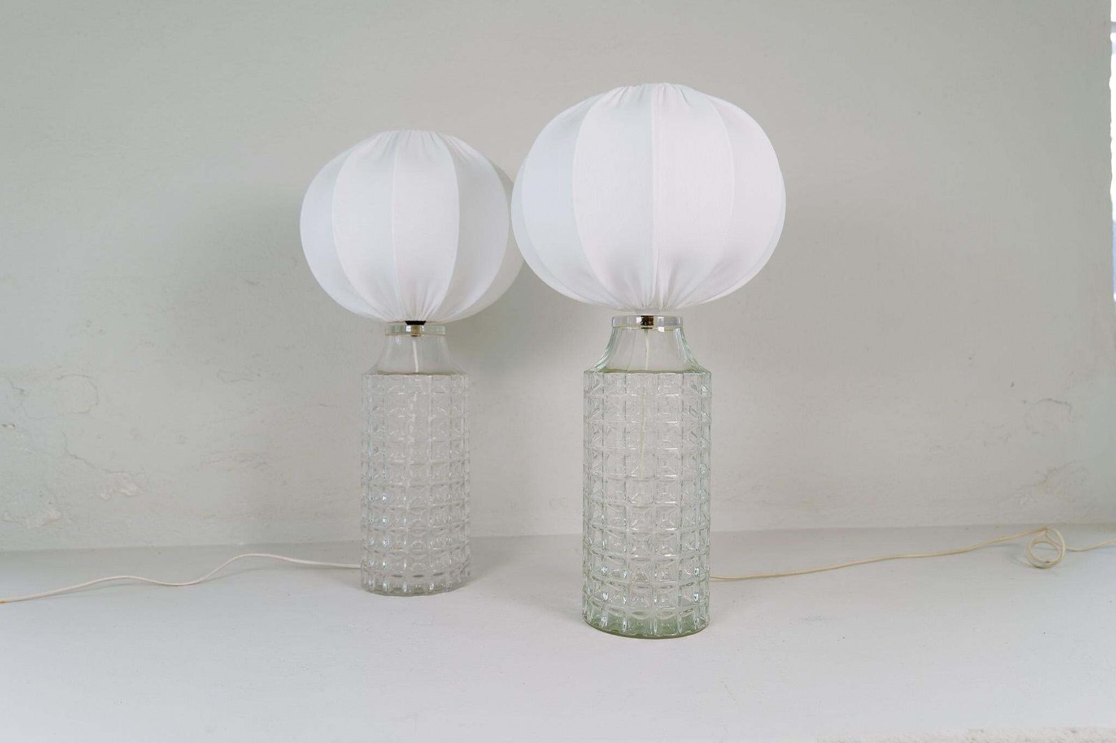 Mid Century Modern Large Glass Table Lamps Orrefors, Sweden, 1970s photo Lighting