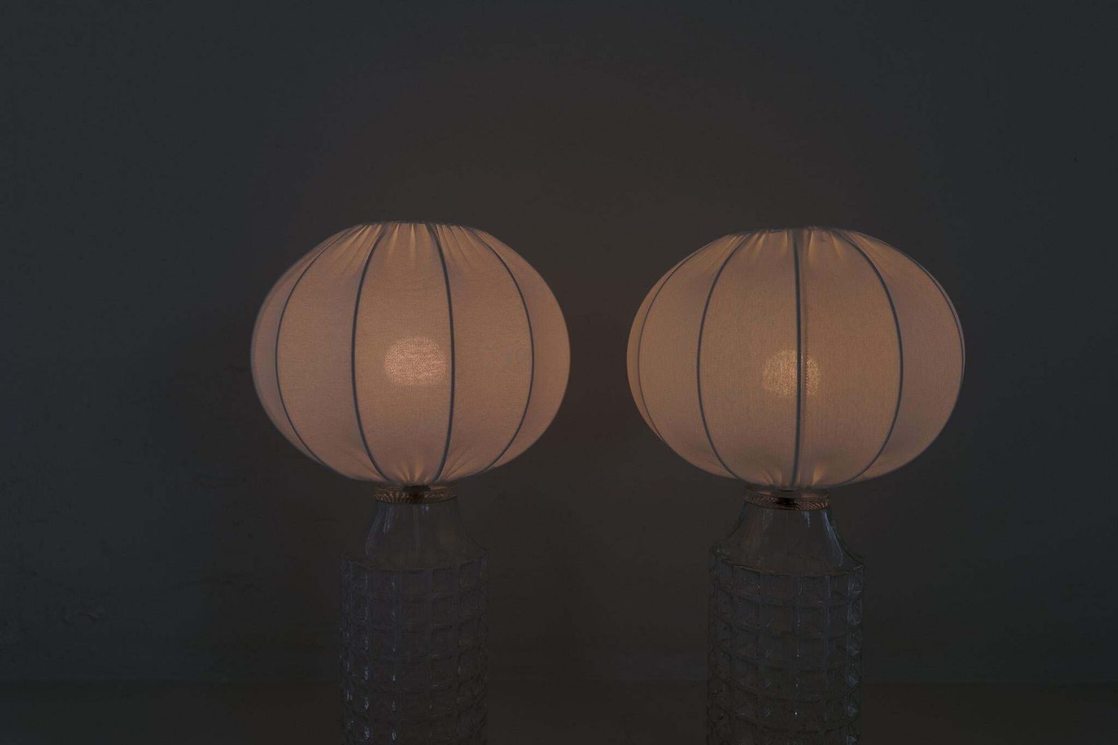 photo for sale Mid Century Modern Large Glass Table Lamps Orrefors, Sweden, 1970s