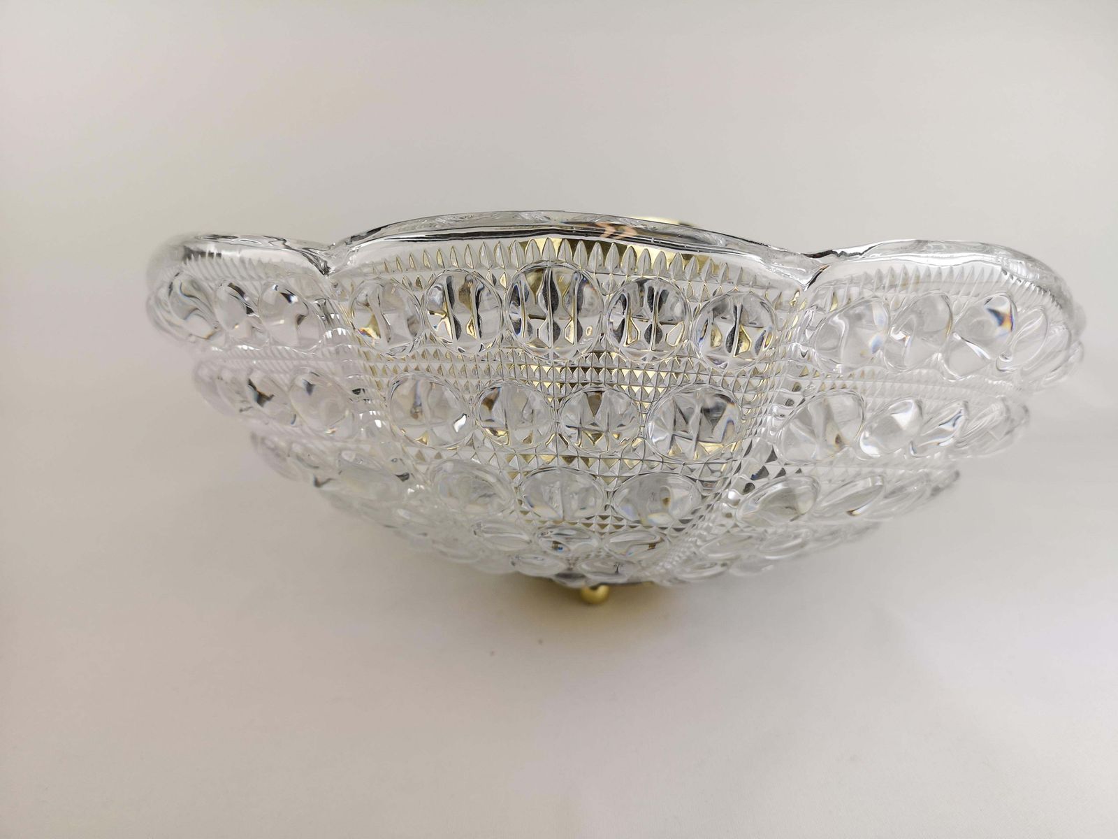 Crystal And Brass Ceiling Light By Carl Fagerlund For Orrefors, 1960s photo vinterior