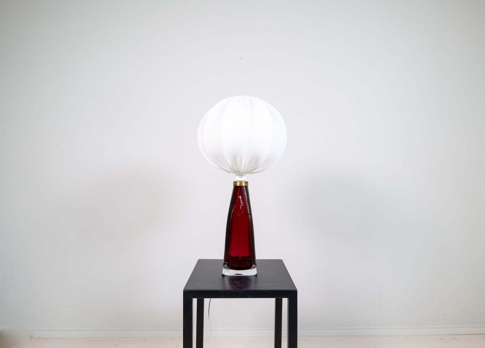 Midcentury Modern Table Lamp With Cotton Shade Carl Fagerlund Orrefors Sweden photo for sale
