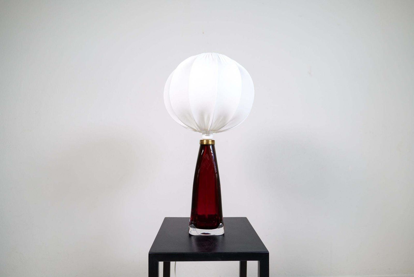 Midcentury Modern Table Lamp With Cotton Shade Carl Fagerlund Orrefors Sweden photo Lighting
