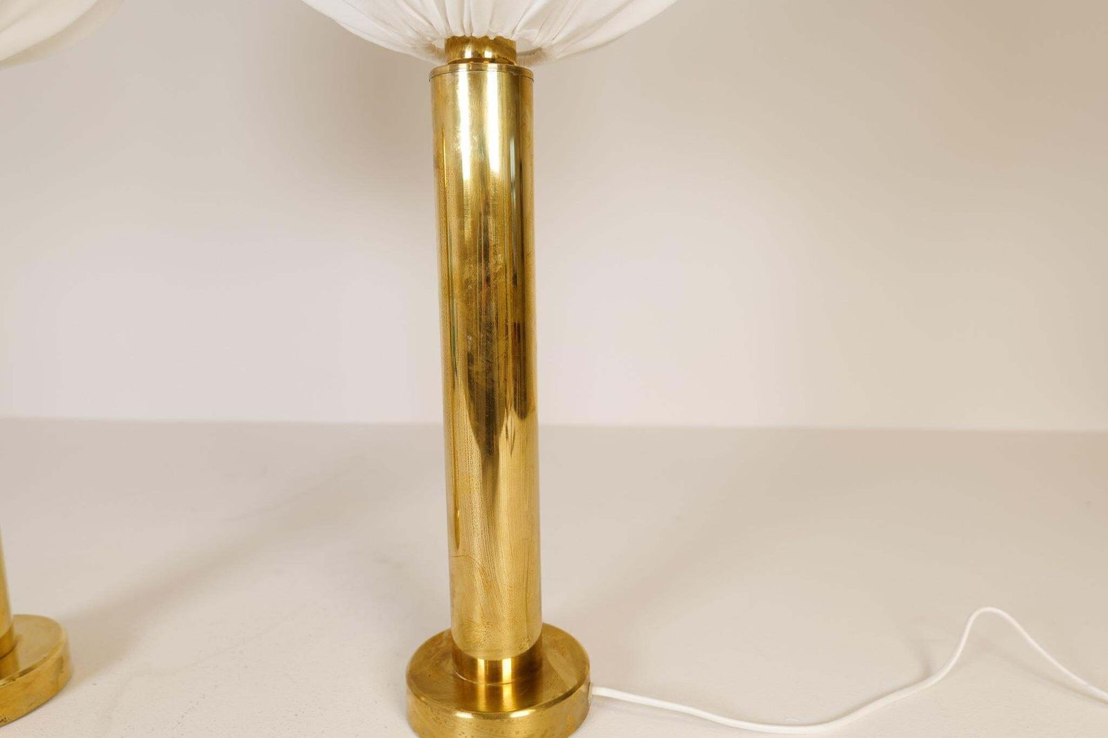 Midcentury Pair Of Brass Table Lamps By Kosta Elarmatur, Sweden, 1960s photo vintage