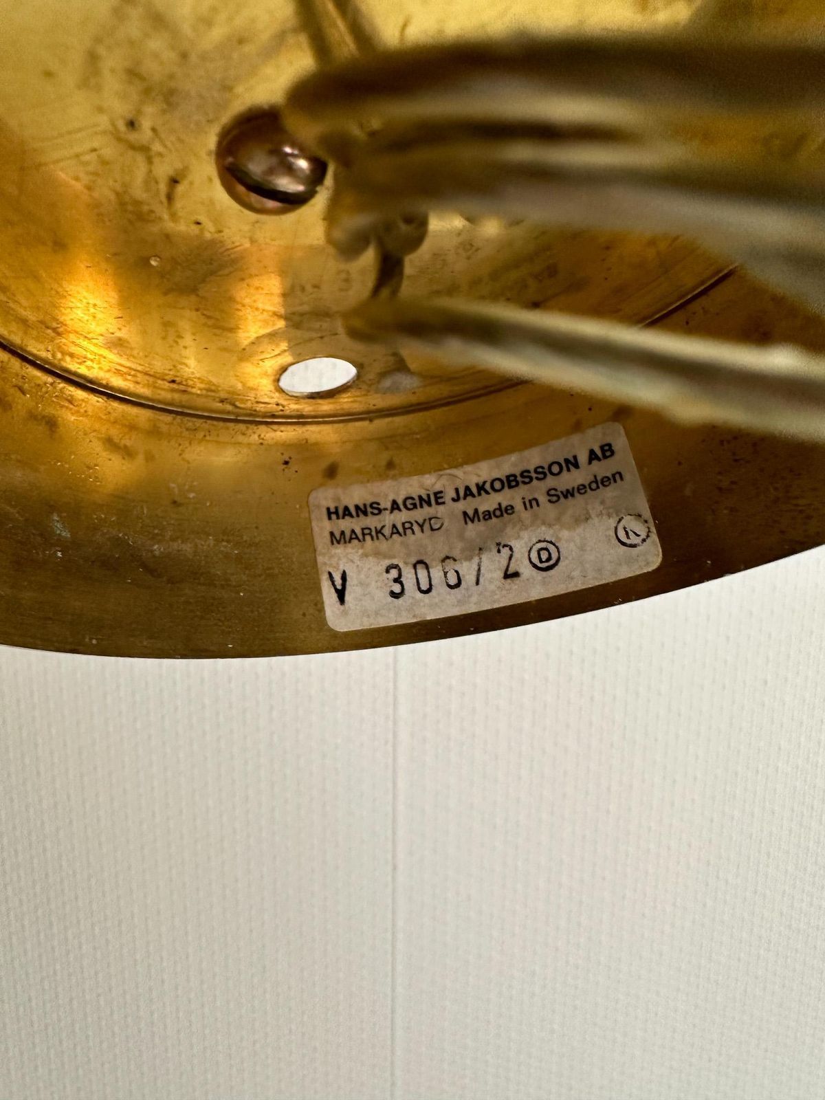 2565.0 Midcentury Hans Agne Jakobsson Brass And Opaline Glass Wall Lamps, Sweden, 1960s photo