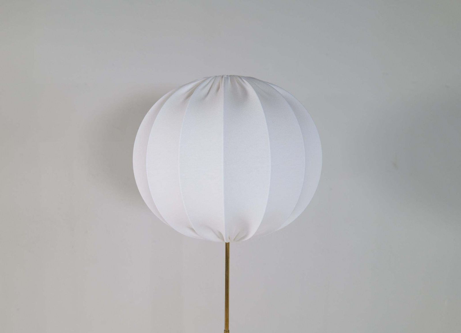 Midcentury Modern Asea Brass Floor Lamp With Round Cotton Shade, Sweden, 1960s photo vinterior