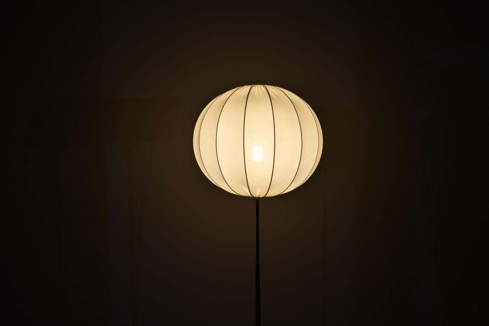 photo buy Midcentury Modern Asea Brass Floor Lamp With Round Cotton Shade, Sweden, 1960s