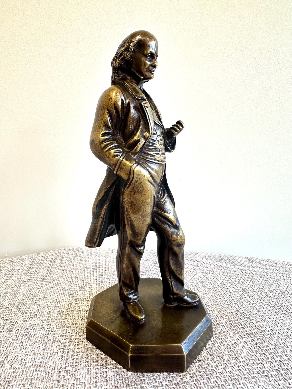 French Antique Bronze Man Statue, Pierre Jean Beranger Balladeer Figurine, Music Historian Gift photo for sale