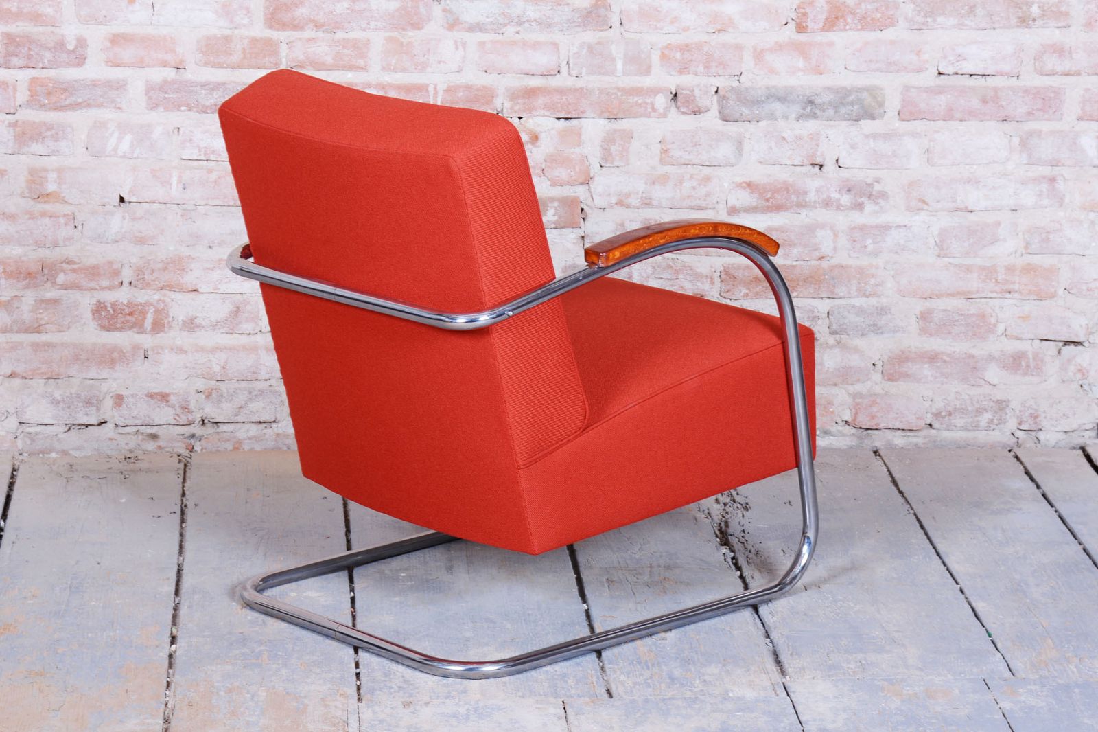 Furniture Restored Bauhaus Armchair, By Mücke   Melder, Beech, Chrome, Czech, 1930s photo