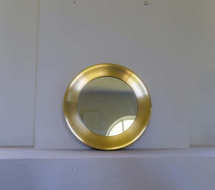 Midcentury Modern Rounded Brass Mirror By Glasmäster In Markaryd, Sweden, 1960s photo furniture
