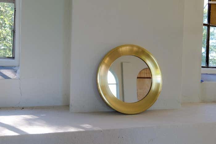 Midcentury Modern Rounded Brass Mirror By Glasmäster In Markaryd, Sweden, 1960s photo 1153.0