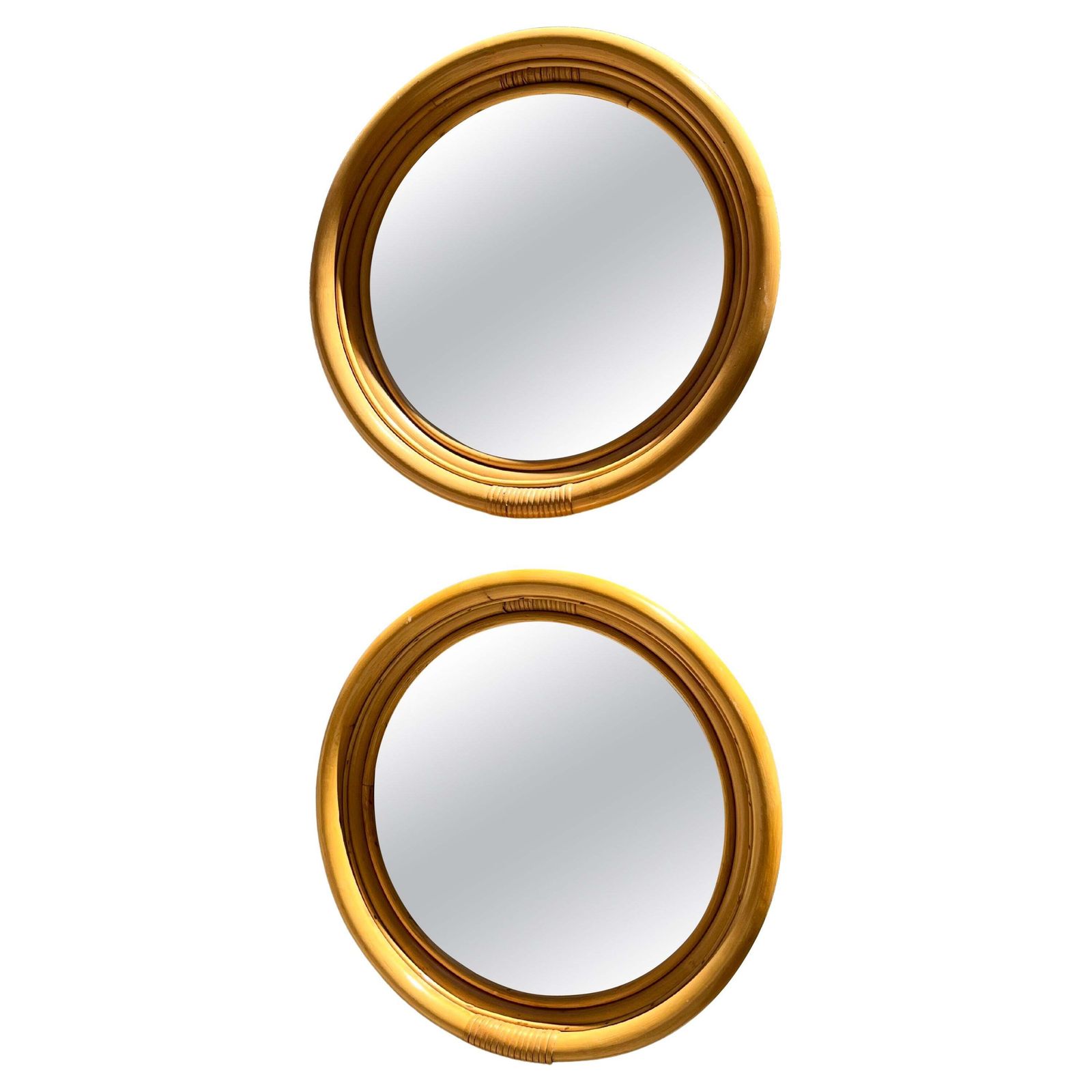 Set Of 2 Mid Century French Riviera 1960s Bamboo Wall Mirrors