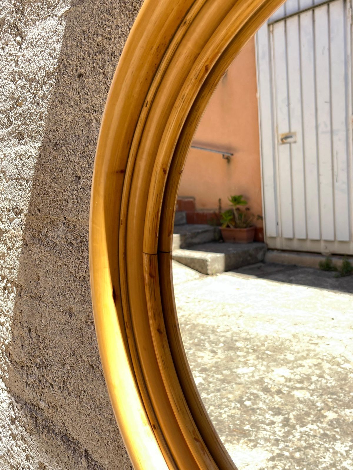 Set Of 2 Mid Century French Riviera 1960s Bamboo Wall Mirrors photo for sale