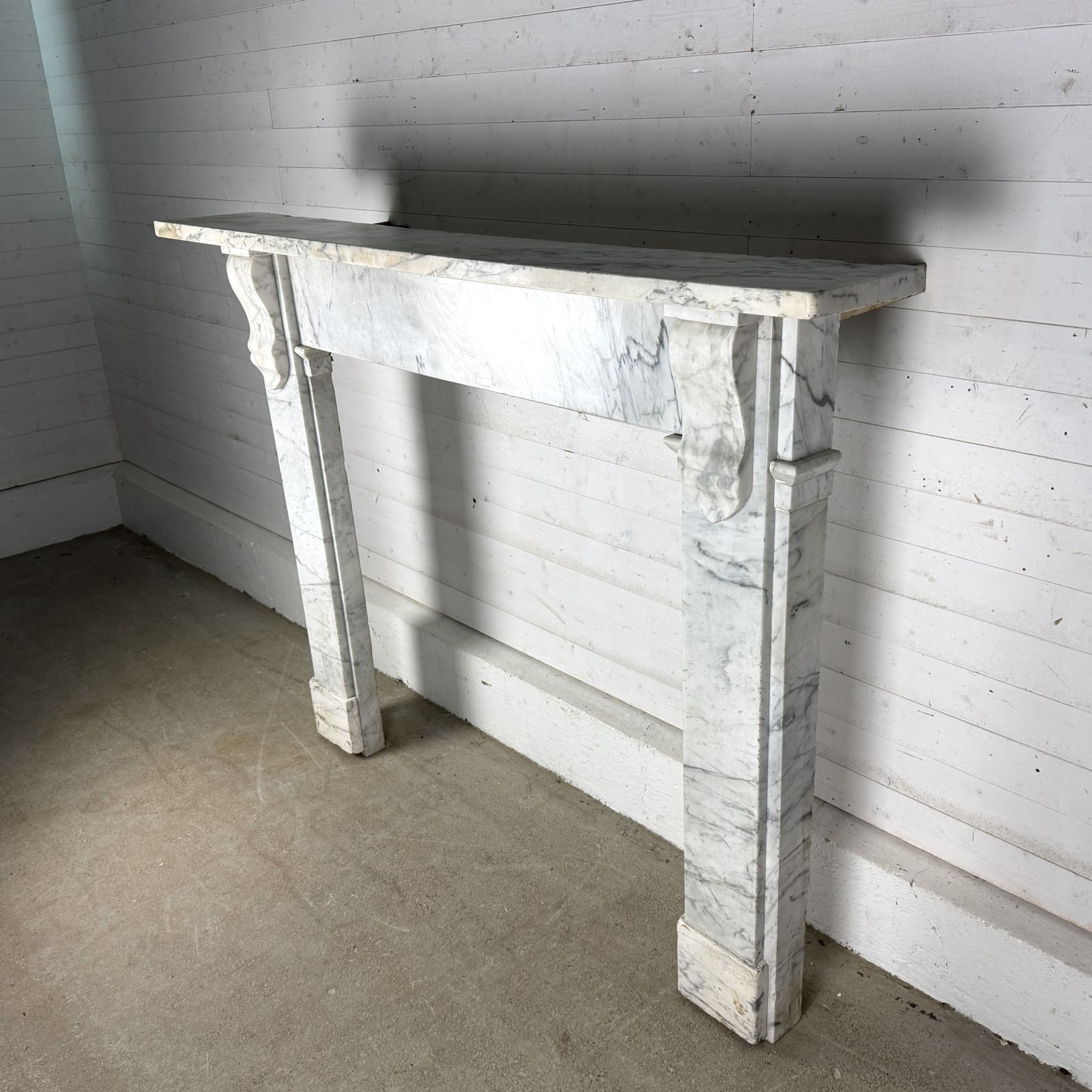 Large Antique Carrara Marble Fire Surround With Corbels photo for sale