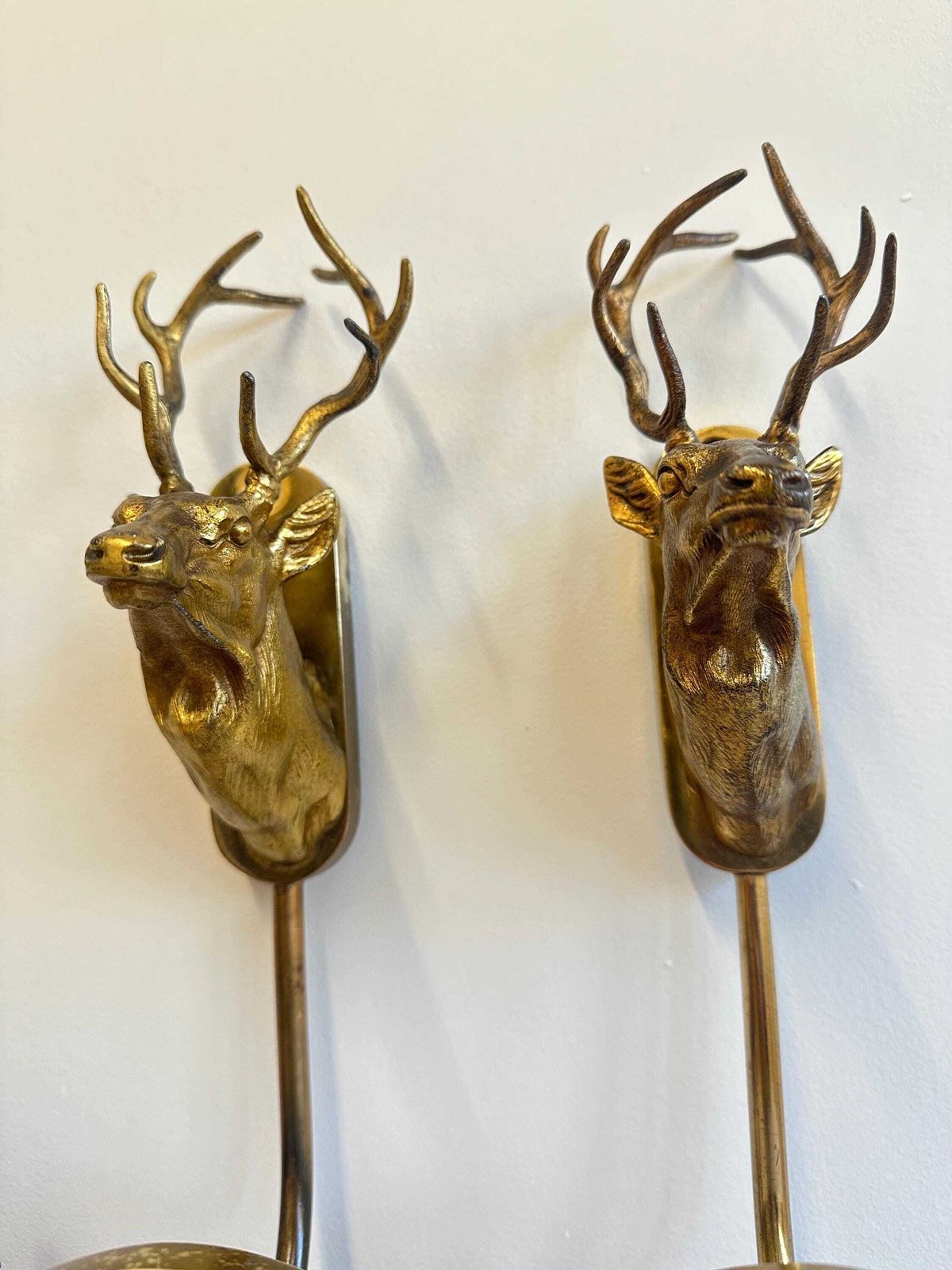 photo furniture Rare Vintage Bronze Wall Coat Hook, Hat Rack With Stag Maison Charles Jansen Hans Kogl Hollywood Regency