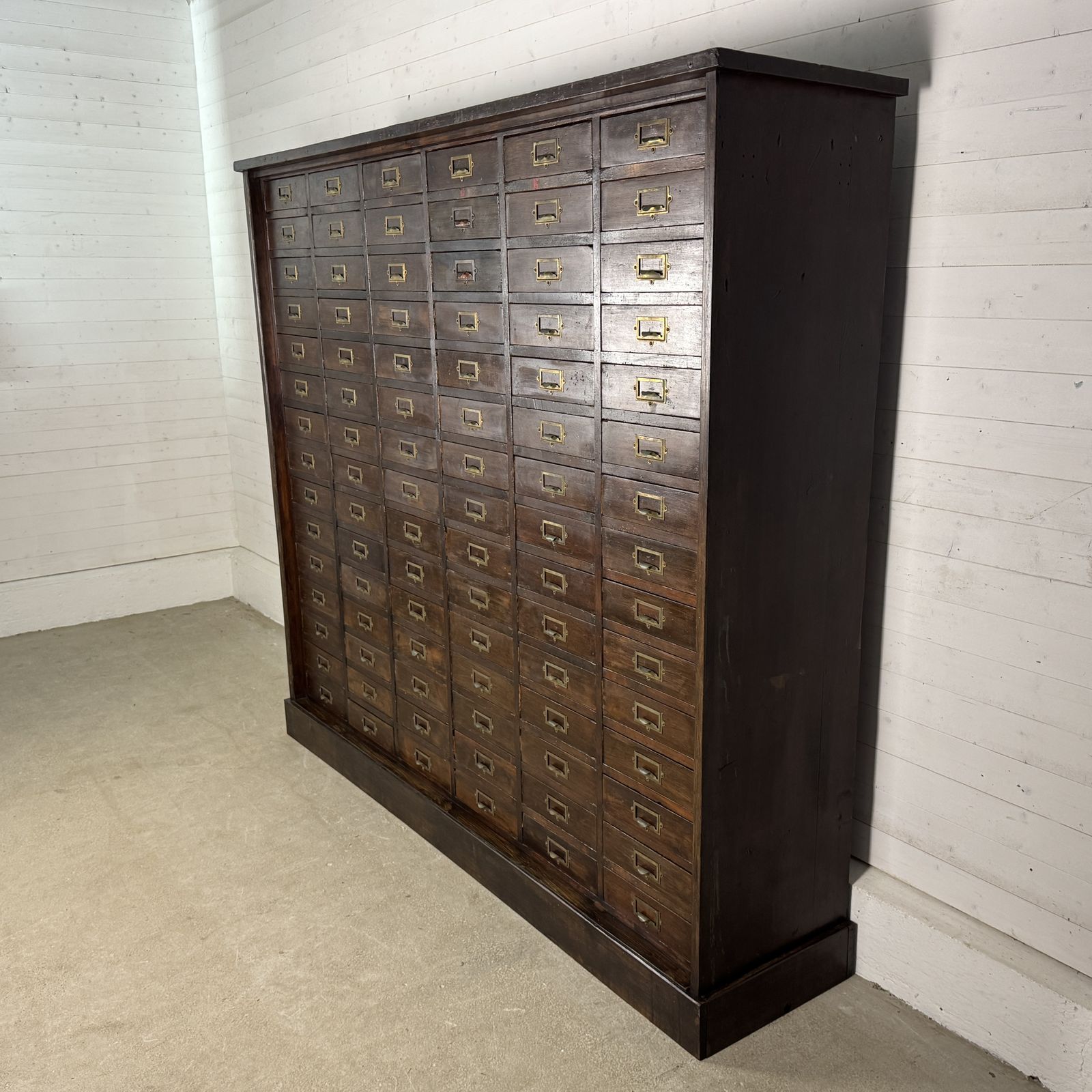 Huge Antique Pine Bank Of 90 Engineers Drawers photo vintage