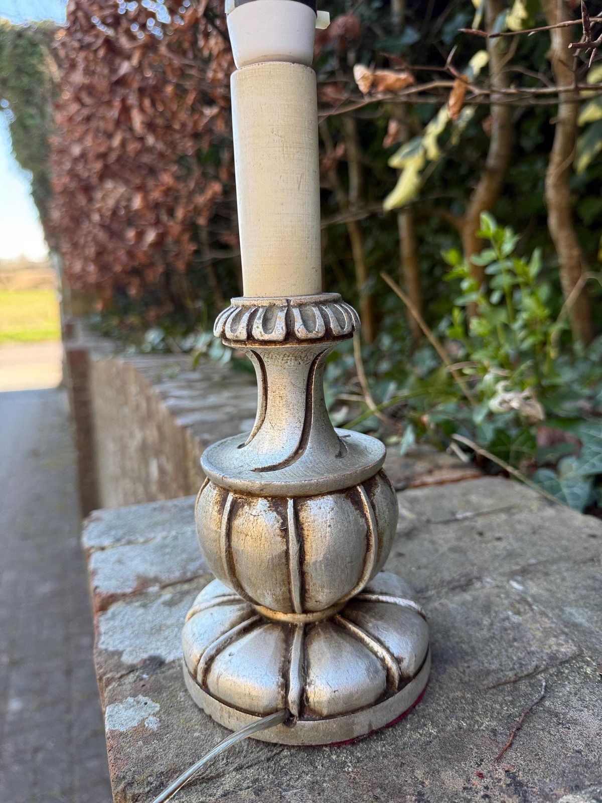 Rare Mid Century European Silver Painted Neo Classical Influenced Vintage Table Lamp   Baroque Revival Table Lamp photo 58.0