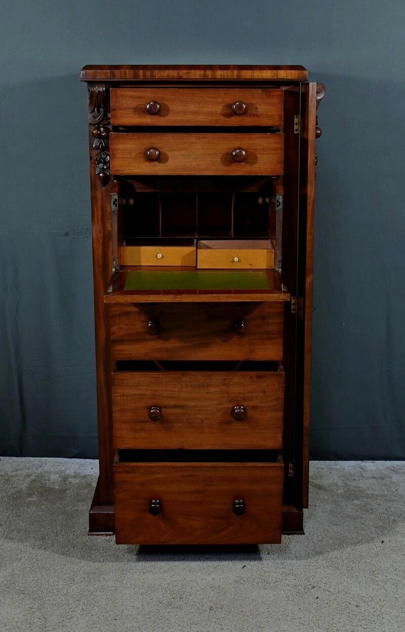 Small Wellington Mahogany Secretary, Victorian Period, England – Part 2 Of The 19th Century photo furniture