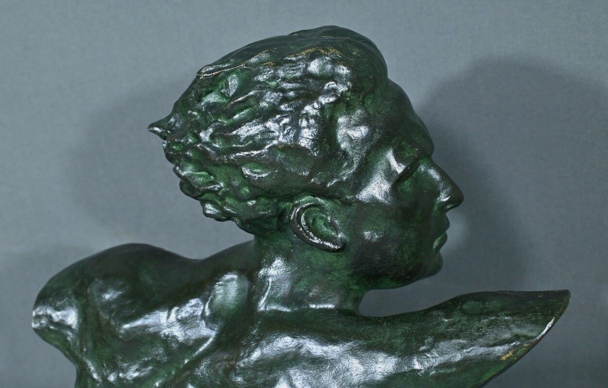 Art Bronze “Jean Mermoz” By F. Focht, Art Deco – 1930 photo