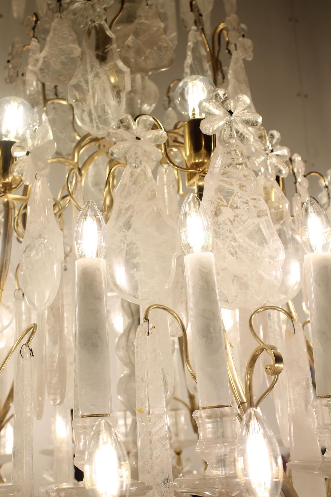 Exceptional Pair Of Rock Crystal Chandeliers In The Classic Louis XV Style