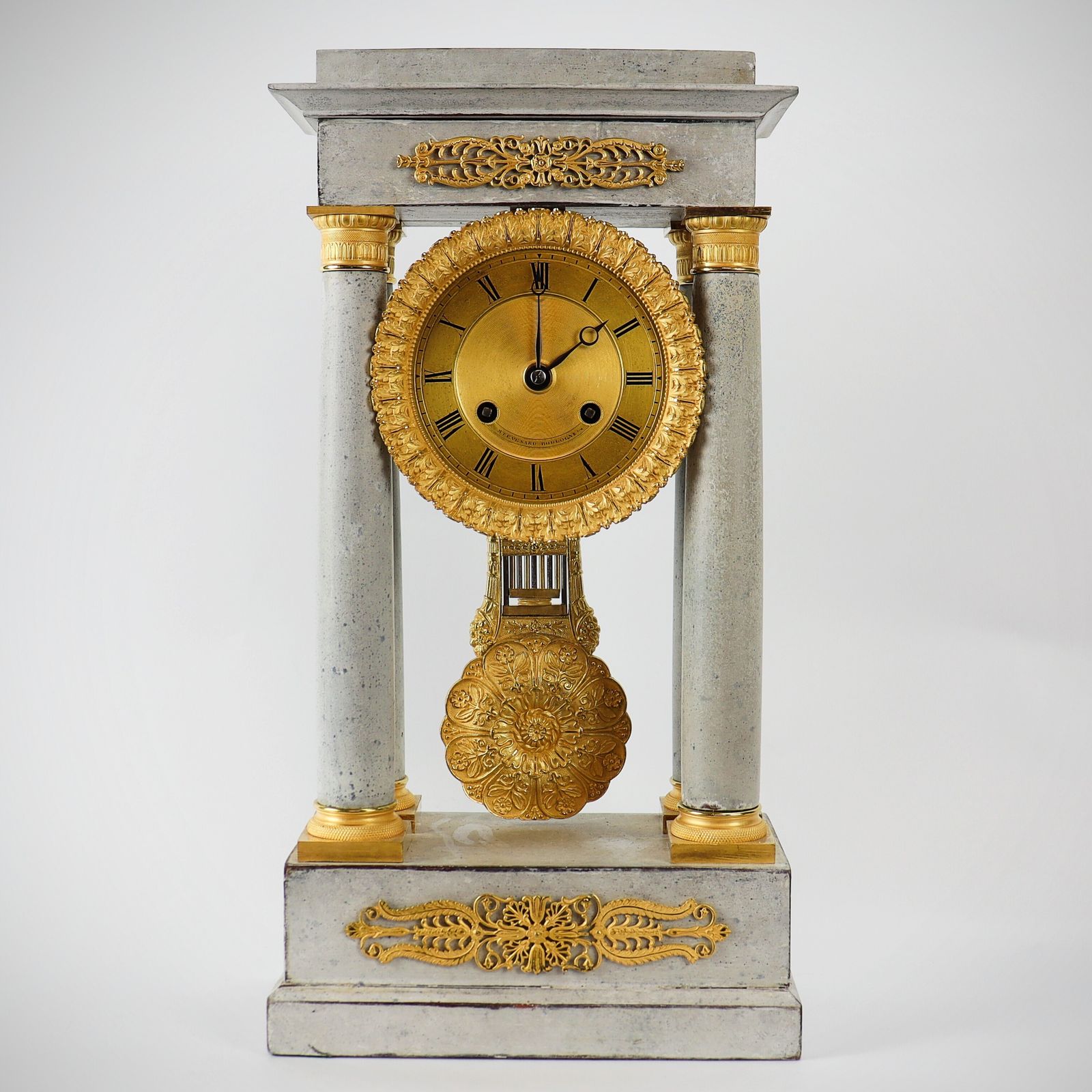 19th Century Portico French Clock With Paint Finish.