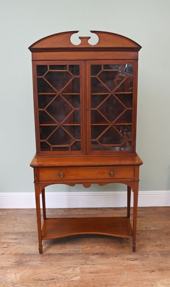 Antique Edwardian Sheraton China Cabinet Bookcase