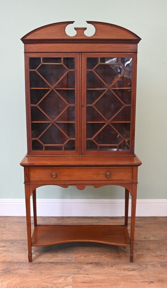Antique Edwardian Sheraton China Cabinet Bookcase photo for sale