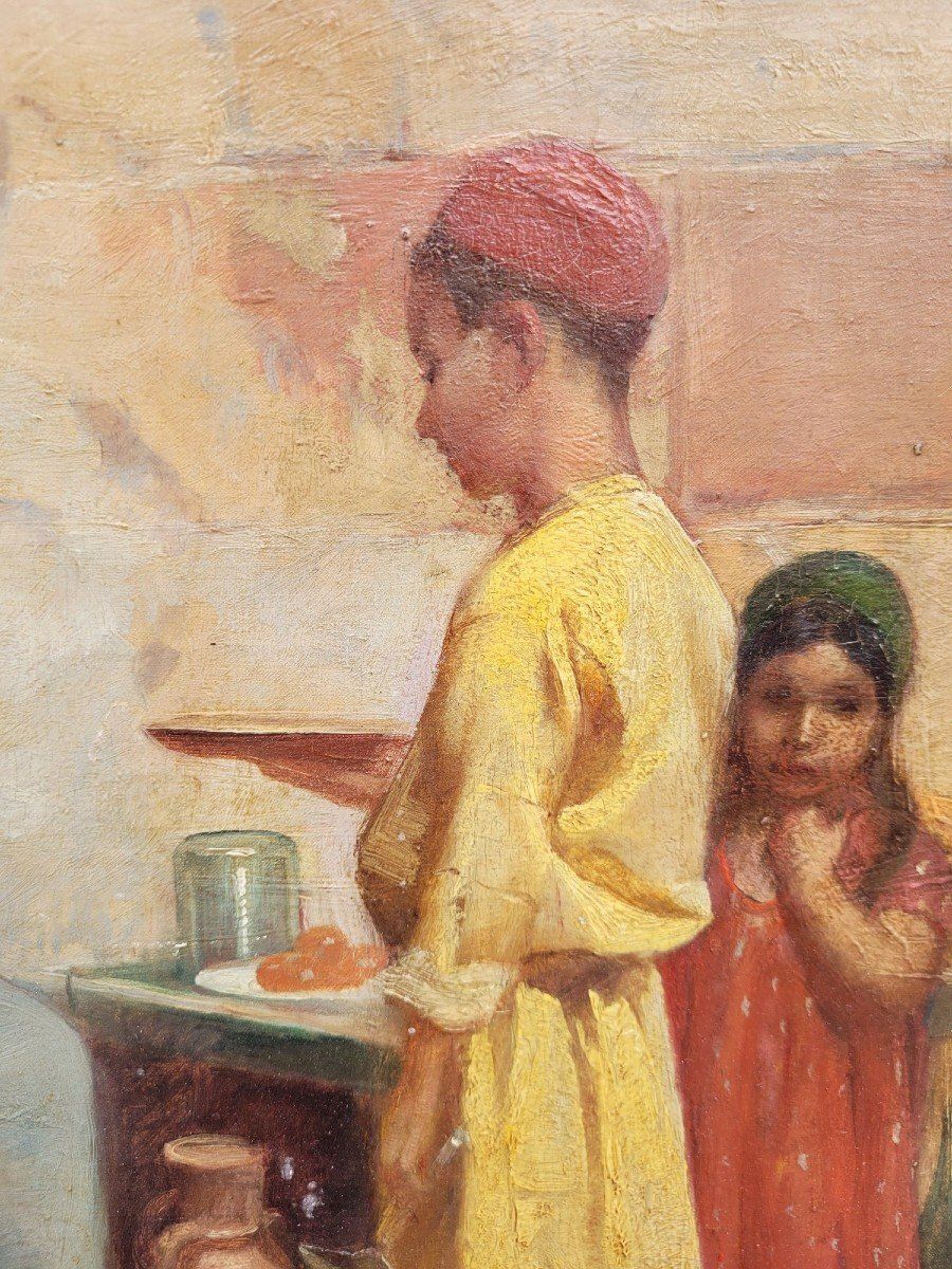 R Weisse, Street Scene, Orientalist Painting, Late 19th Early 20th Century photo vinterior