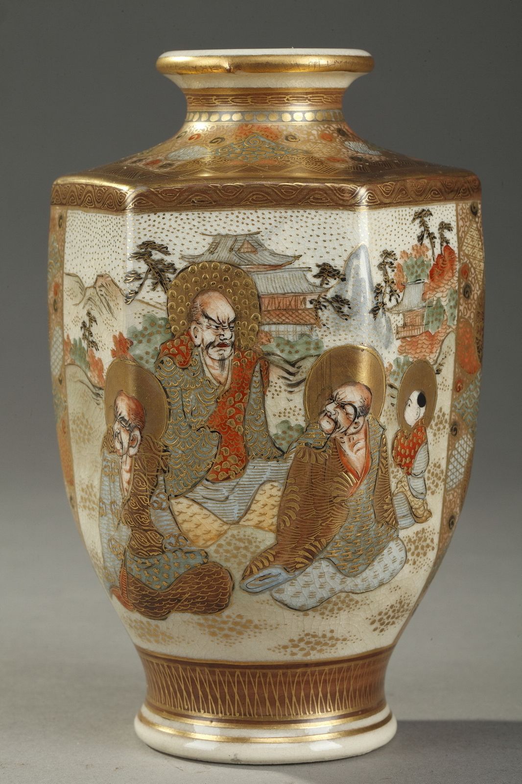 Pair Of Small Porcelain Japanese Satsuma Vases, 20th Century photo 1117.0