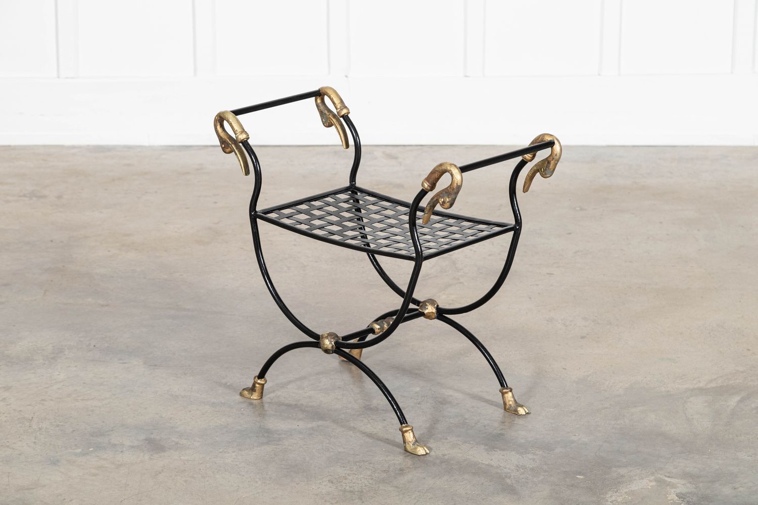 Maison Jansen Swan Stool In Empire Style With Paw Feet