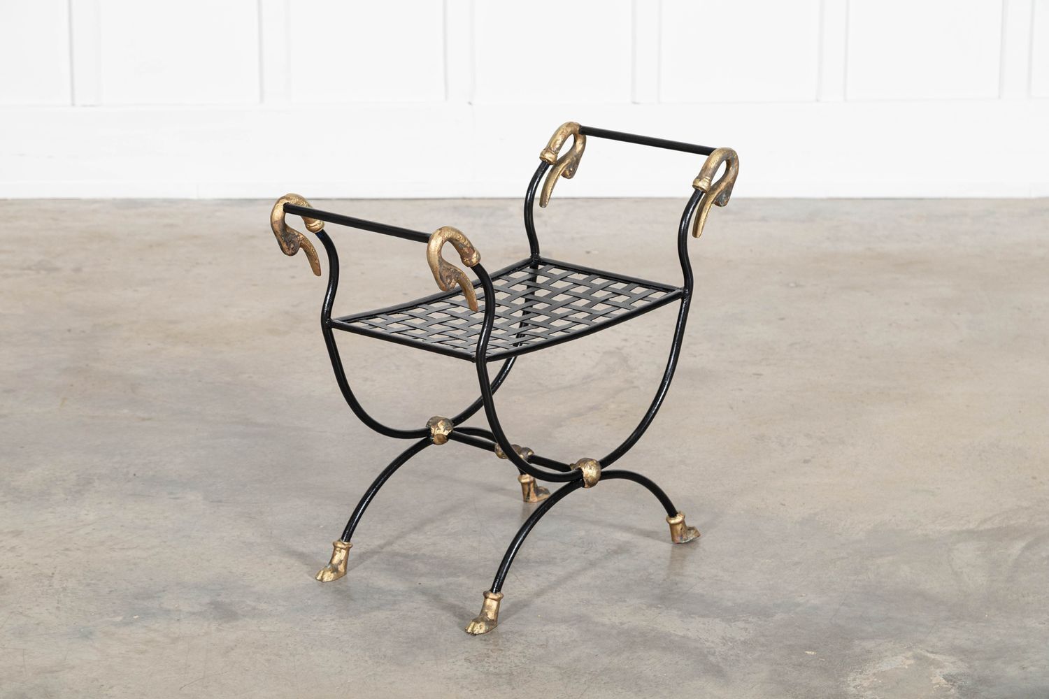 Furniture Maison Jansen Swan Stool In Empire Style With Paw Feet photo