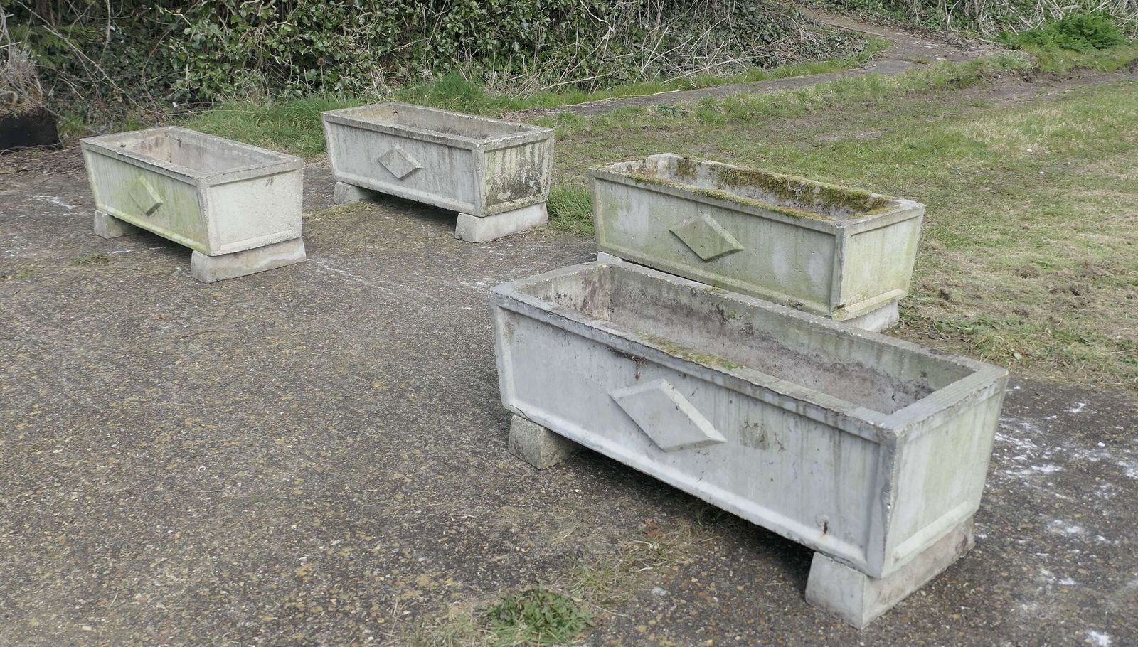 Set Of 4 Large Weathered Garden Planters photo buy