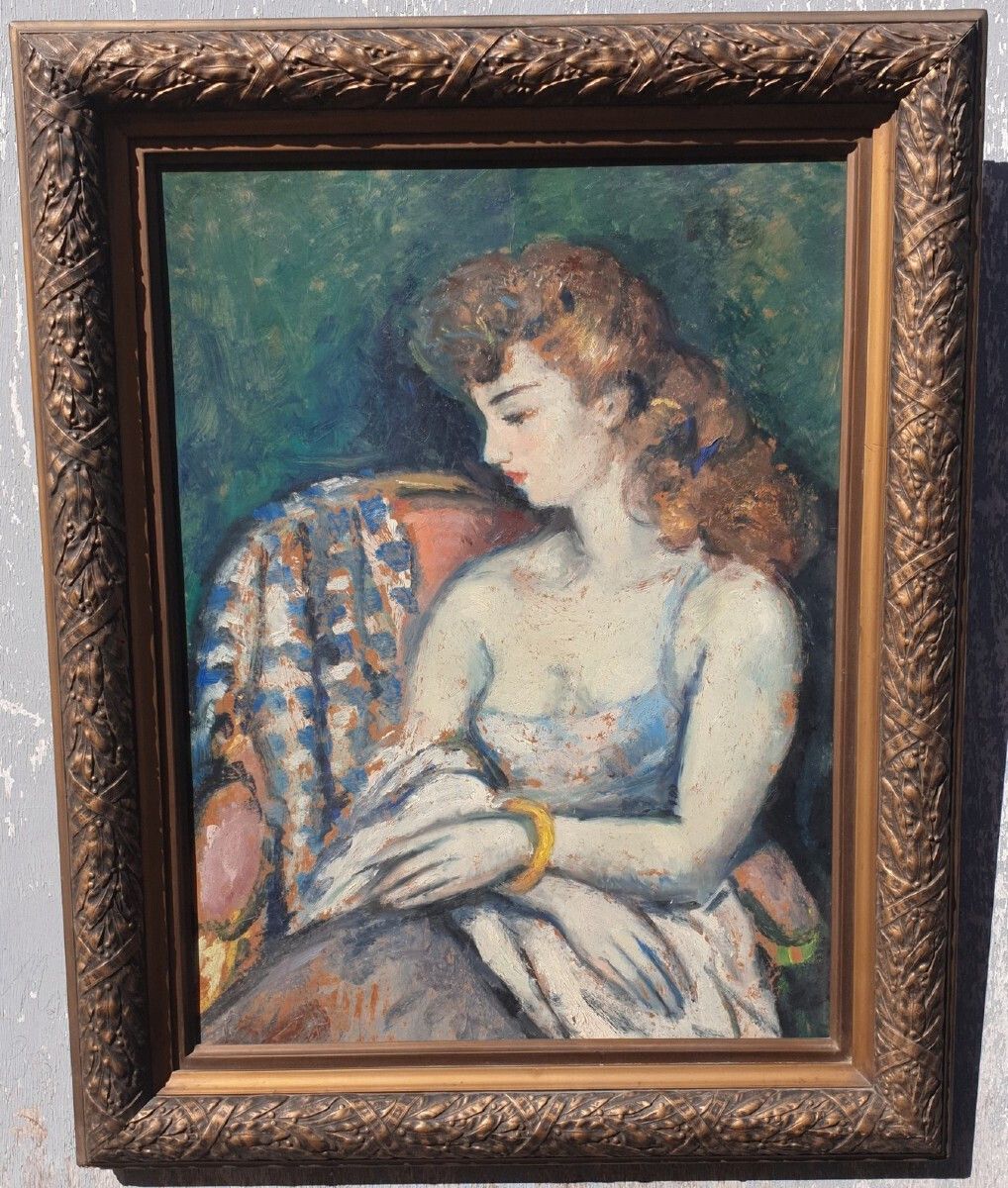 Portrait Of A Woman, Oil On Panel, 20th Century
