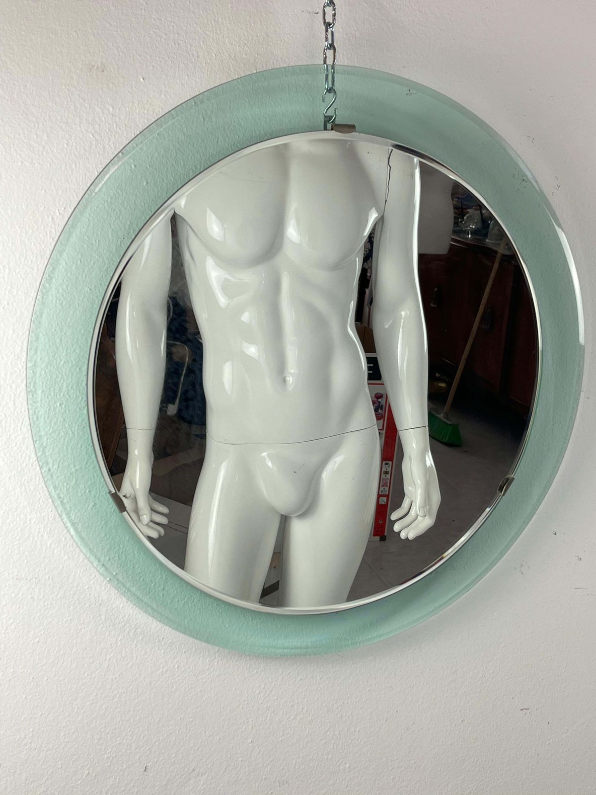 Home Decor Mid Century Curved Round Mirror Attributed To Max Ingrand For Fontana Arte 1960s photo