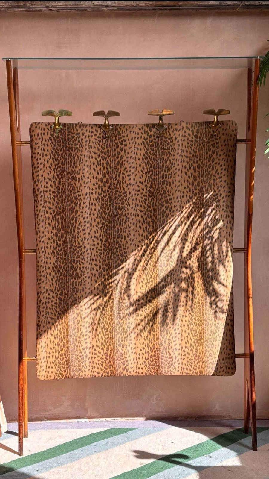 Rare 1950s Leopard Print Osvaldo Borsani Leopard Print Coat Rack