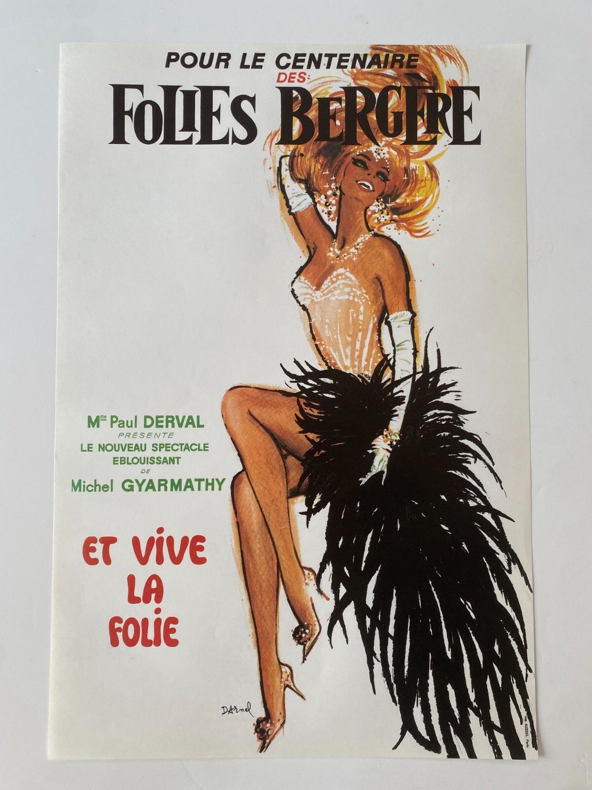 Jacques Darnel, 1970s   Pour Le Centenaire Des Folies Bergere   Original Vintage Poster Printed In Offset Lithography   C.A. Cm 60 X 40   23,6 X 15,7 photo furniture