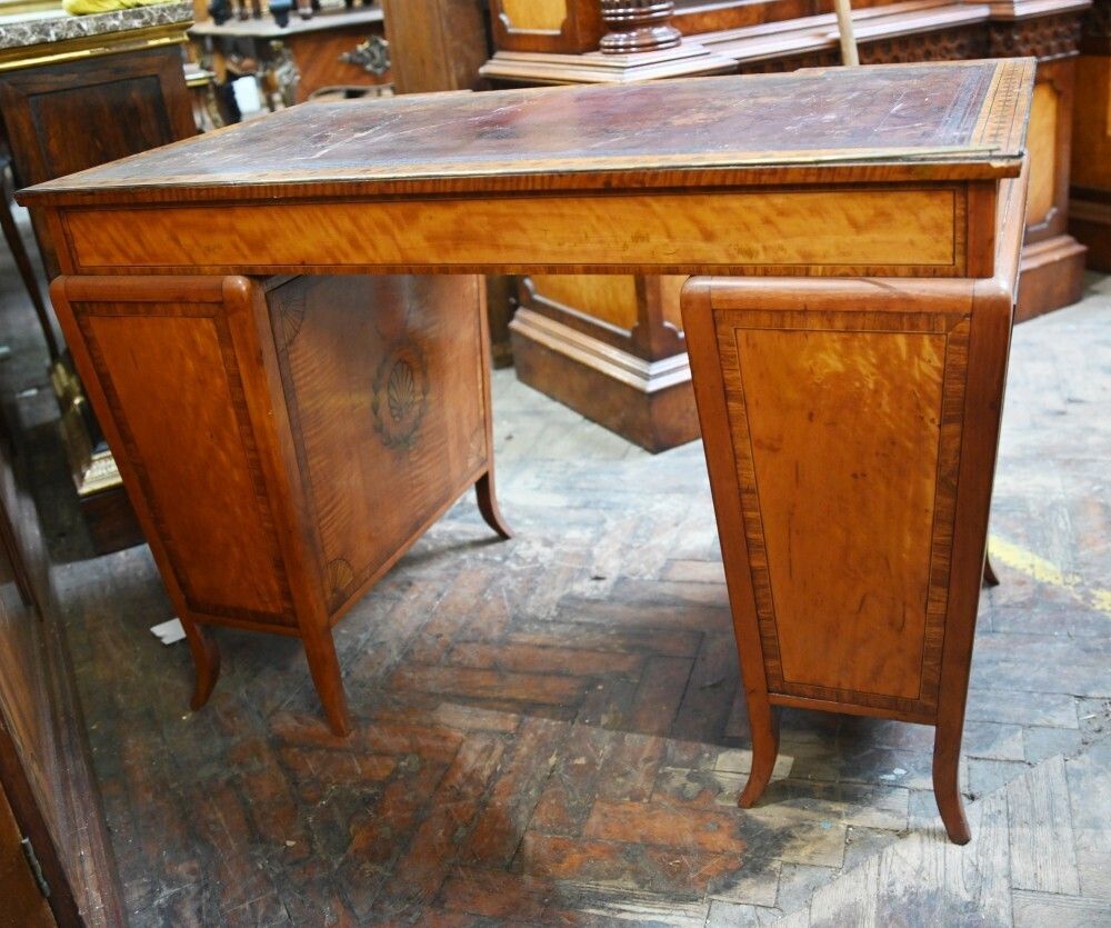 Edwardian Pedestal Desk Sheraton Inlay Writing Table 1900 photo 3995.0