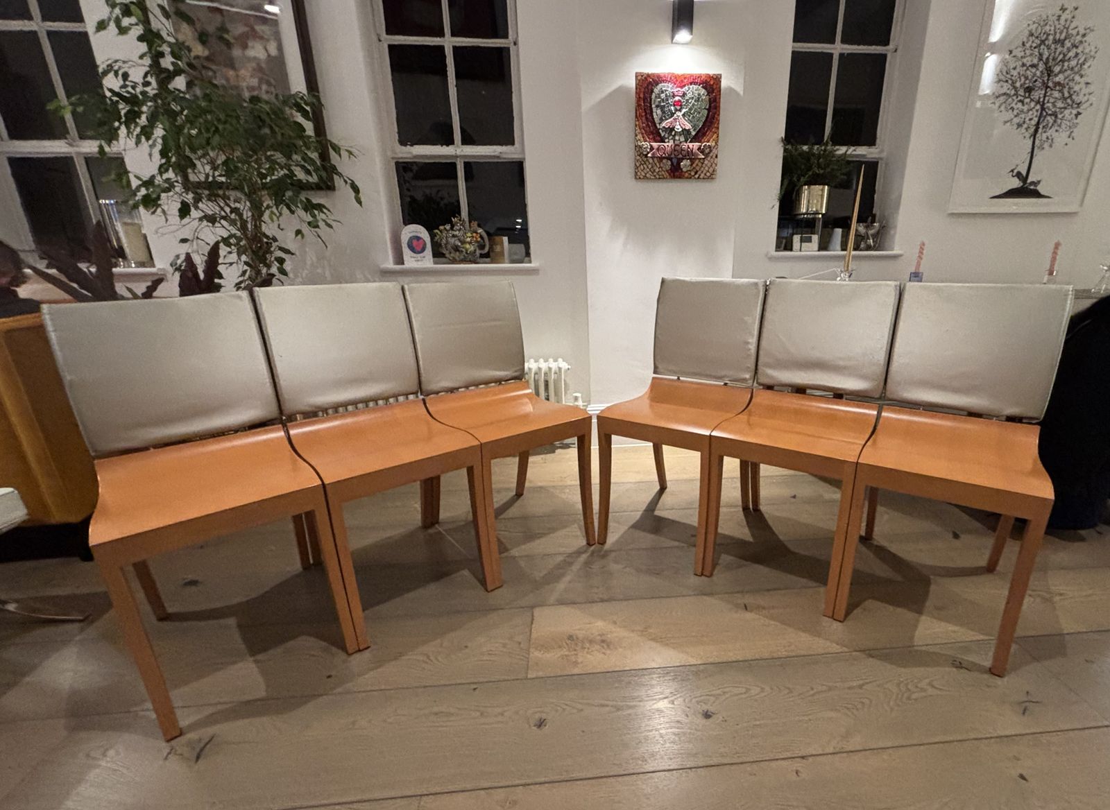 Set Of 6 Ligne Roset Finn Wooden Chairs Brown photo Furniture
