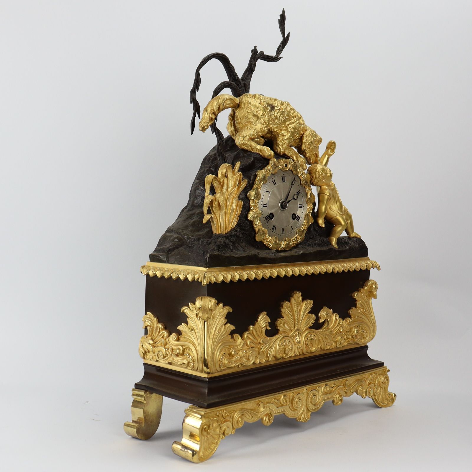 Early 19th Century Gilt And Bronze French Clock Depicting Dog Saving Child photo Home Decor