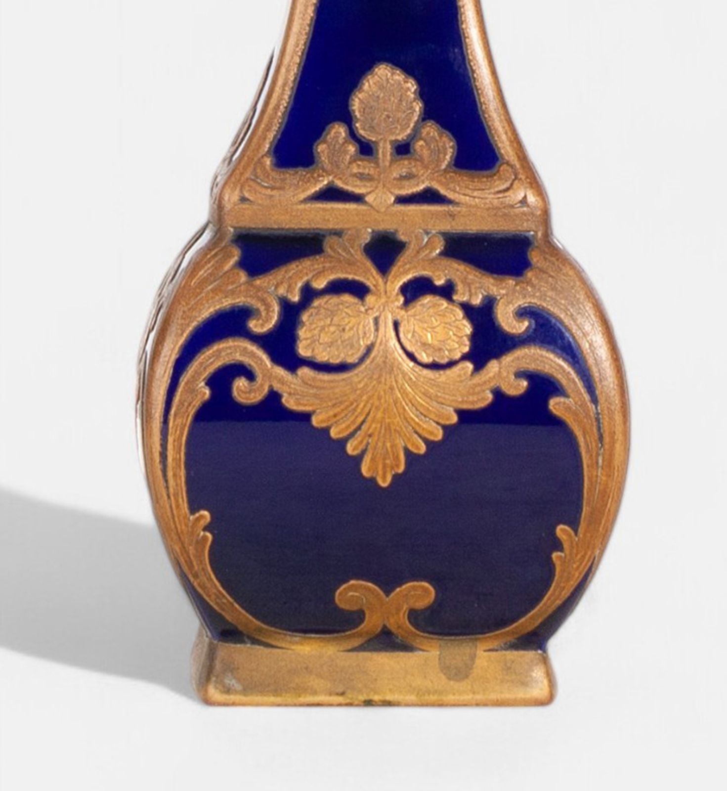 Early 20th Century Art Nouveau Enameled And Gilt Blue Sèvres Porcelain Vase By Paul Milet, France photo vintage