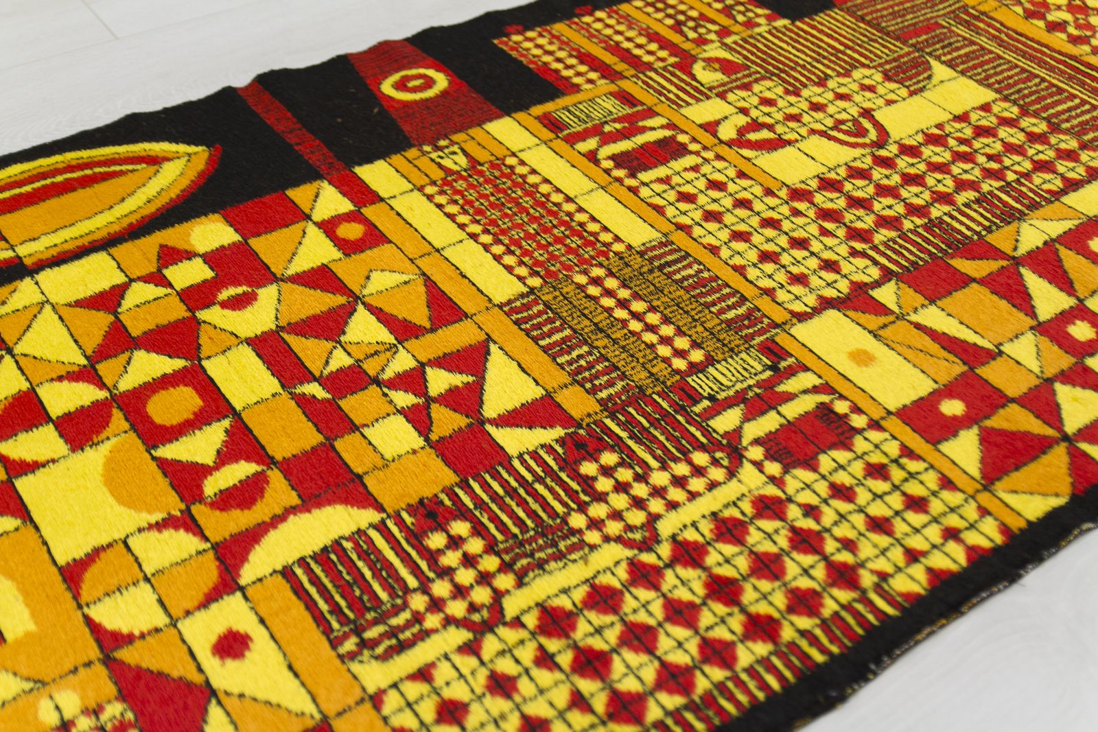 Mid Century Modern Textile Wall Hanging Tapestry With Abstract  Geometric Design, 1960s photo 230.0