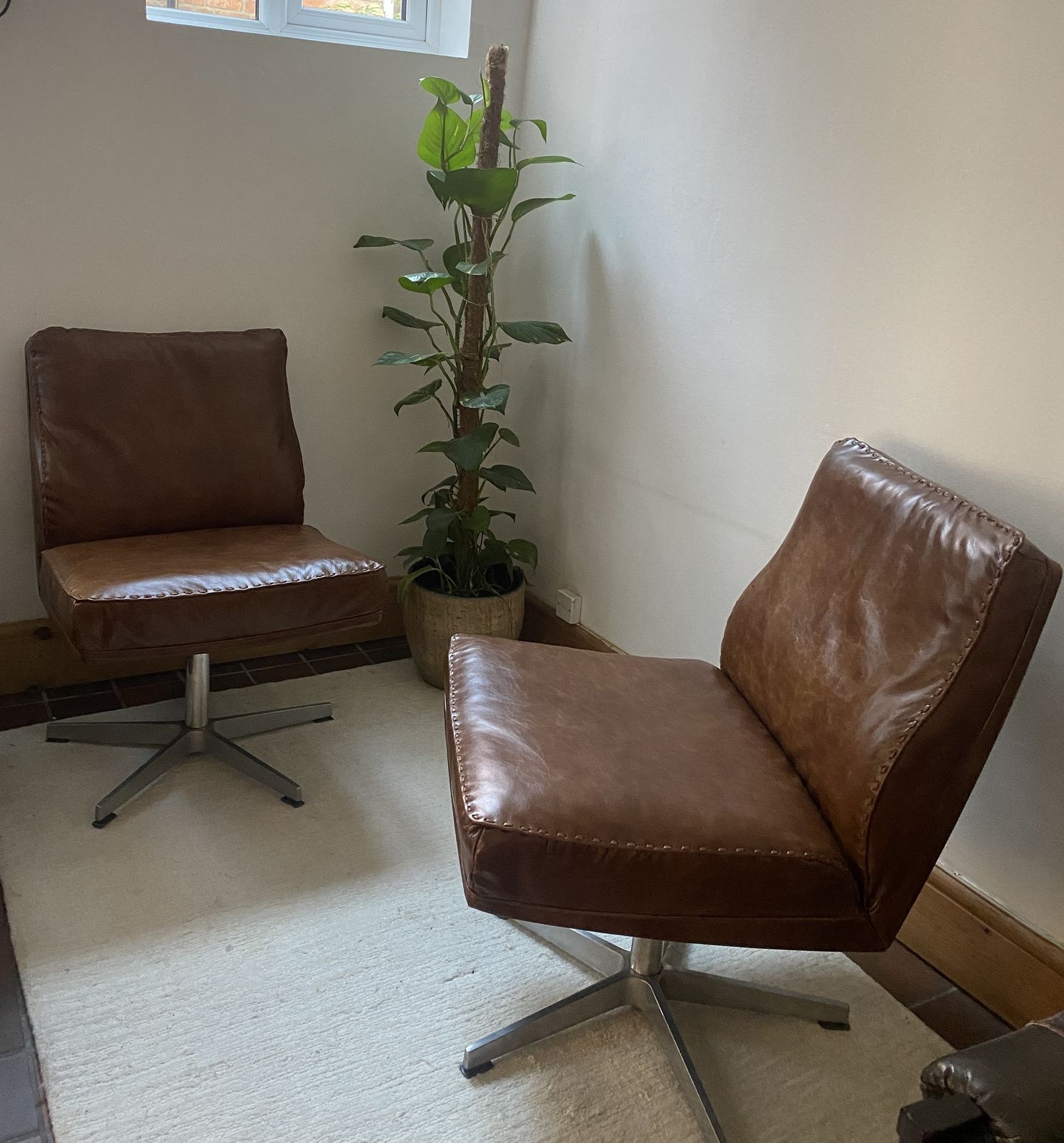 photo for sale Rare Vintage Pair Of De Sede Ds 35 Executive Swivel Desk Chairs Switzerland 1960