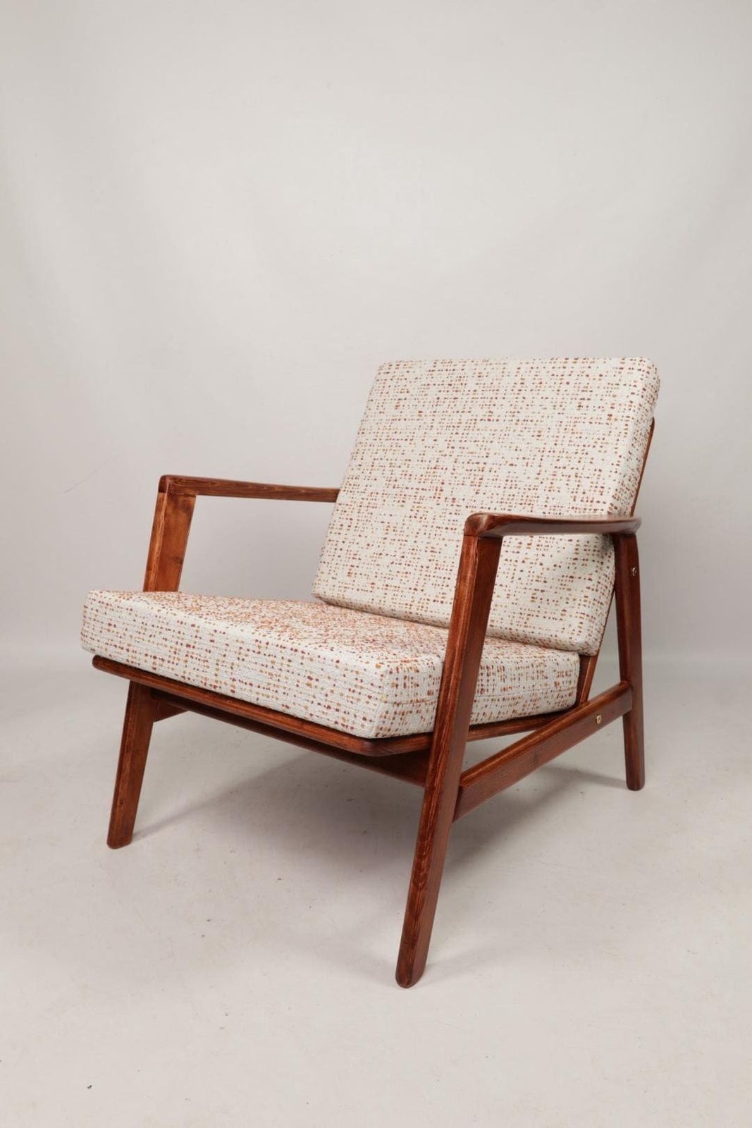 Scandinavian Vintage Armchair Bouclè Cushions Dottin Mid Century Design photo for sale