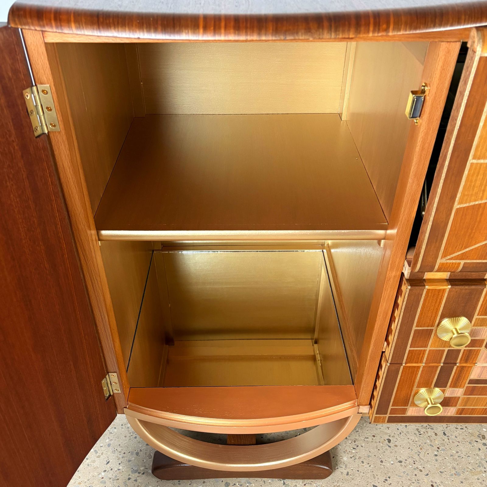Art Deco Beautility Cocktail Cabinet In Walnut With Gold Detailing photo Furniture