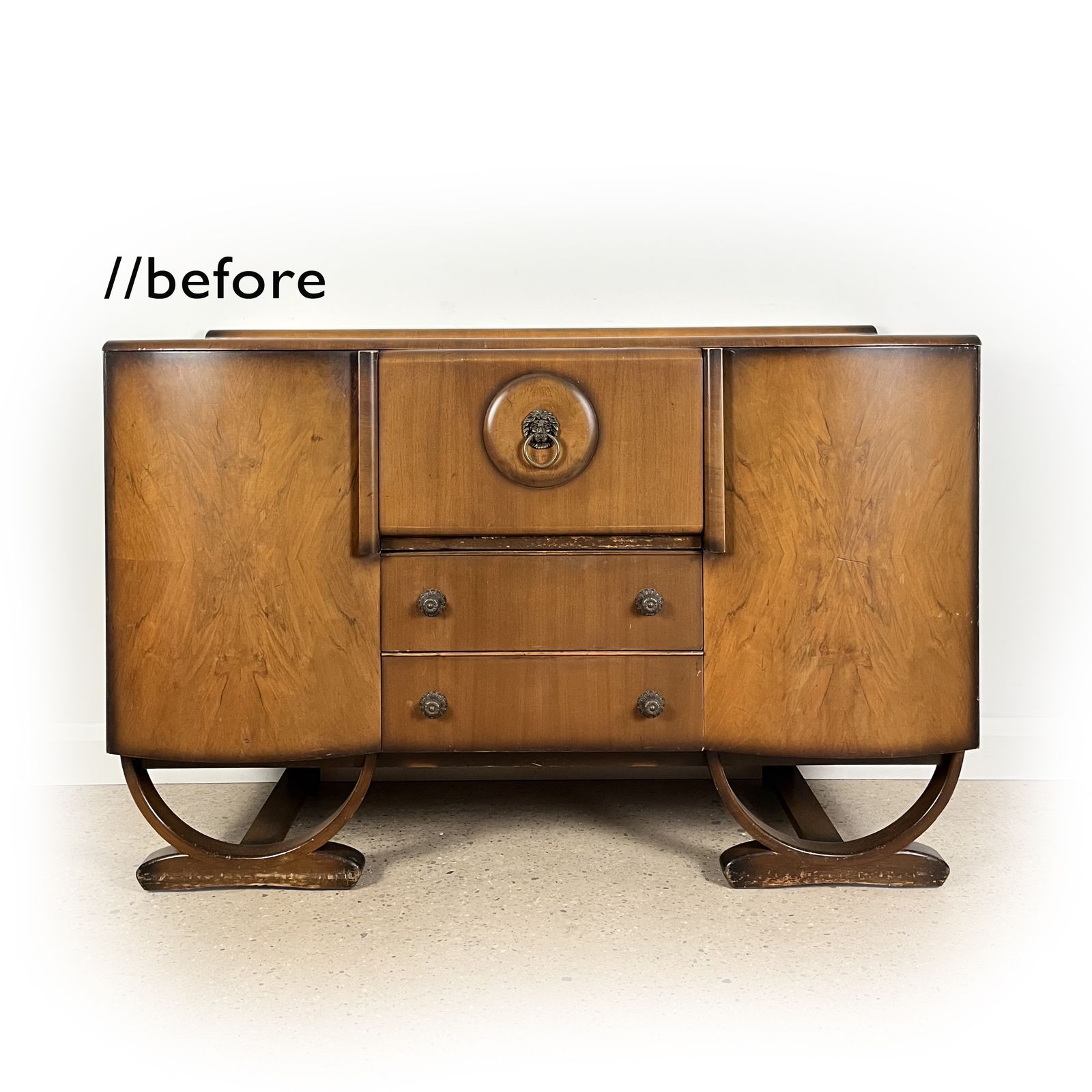 4995.0 Art Deco Beautility Cocktail Cabinet In Walnut With Gold Detailing photo