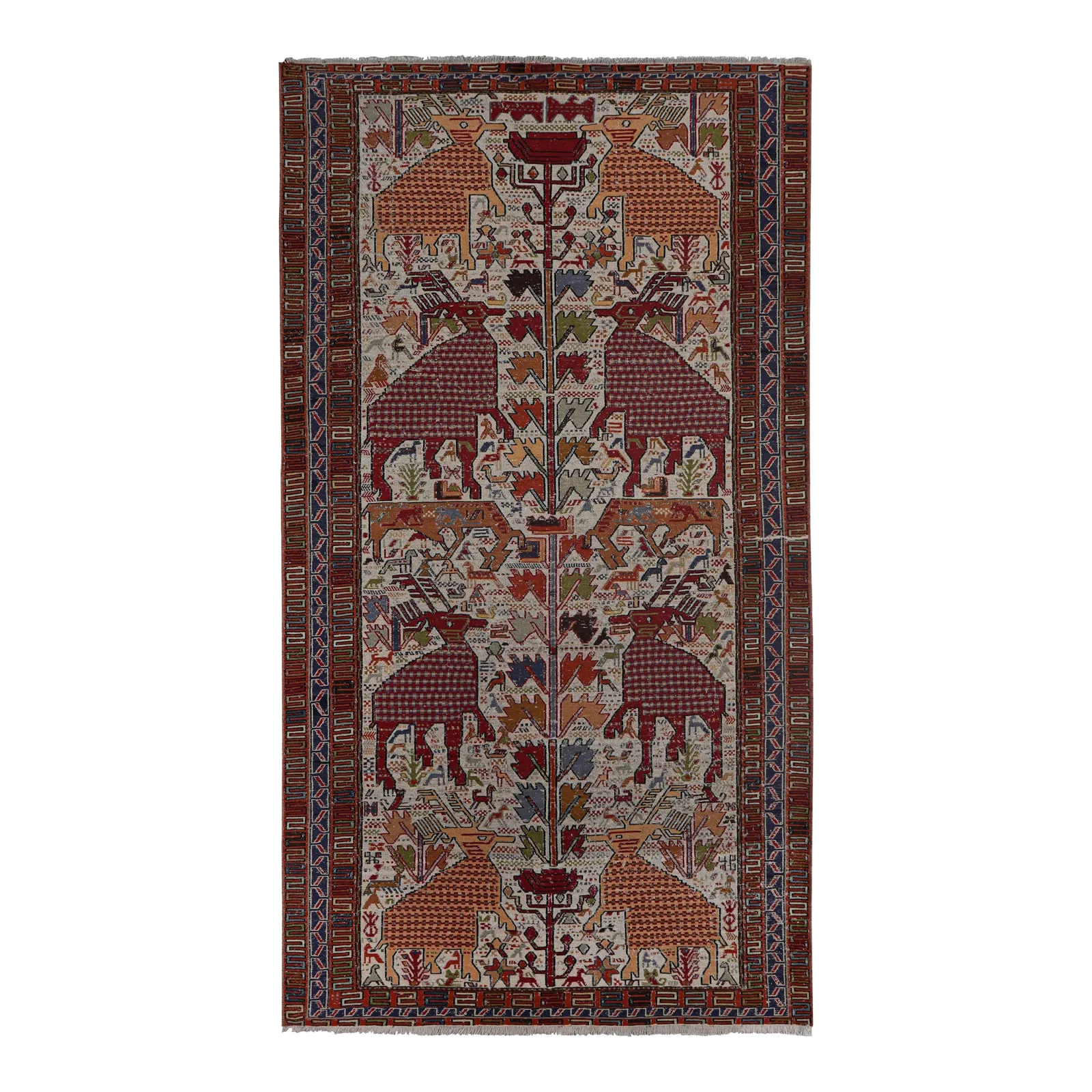 Soumac Kilim Pictorial Animals Rug 3'7'' X 7'1''
