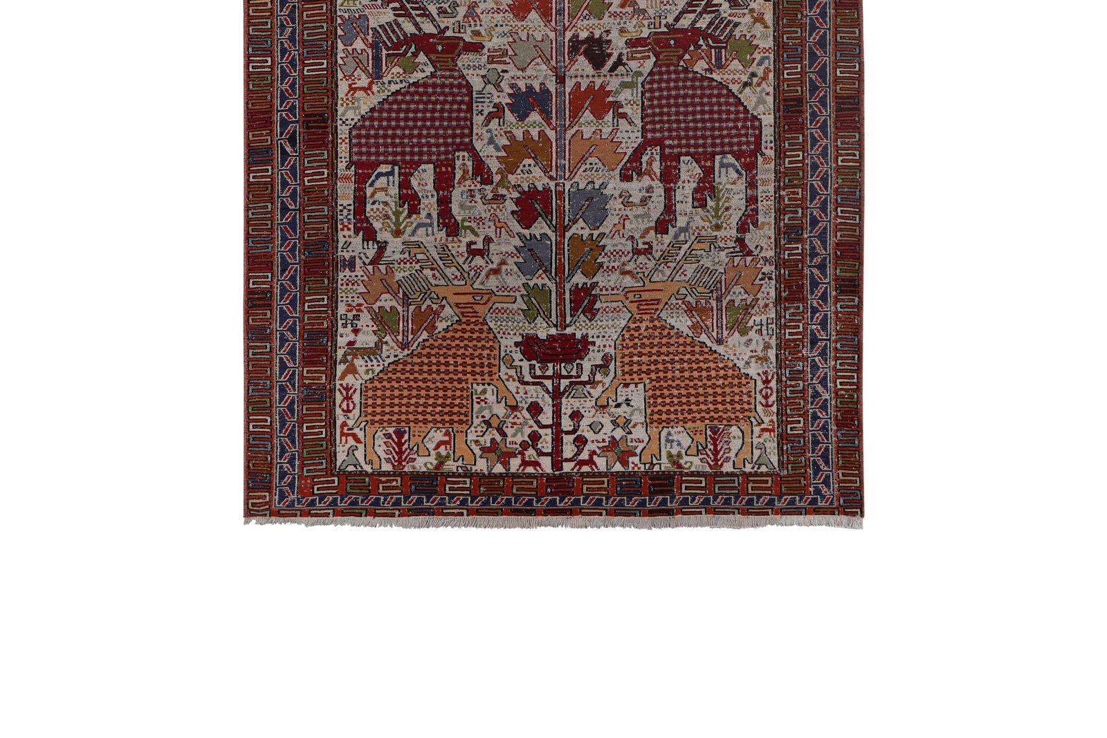 Soumac Kilim Pictorial Animals Rug 3'7'' X 7'1'' photo furniture