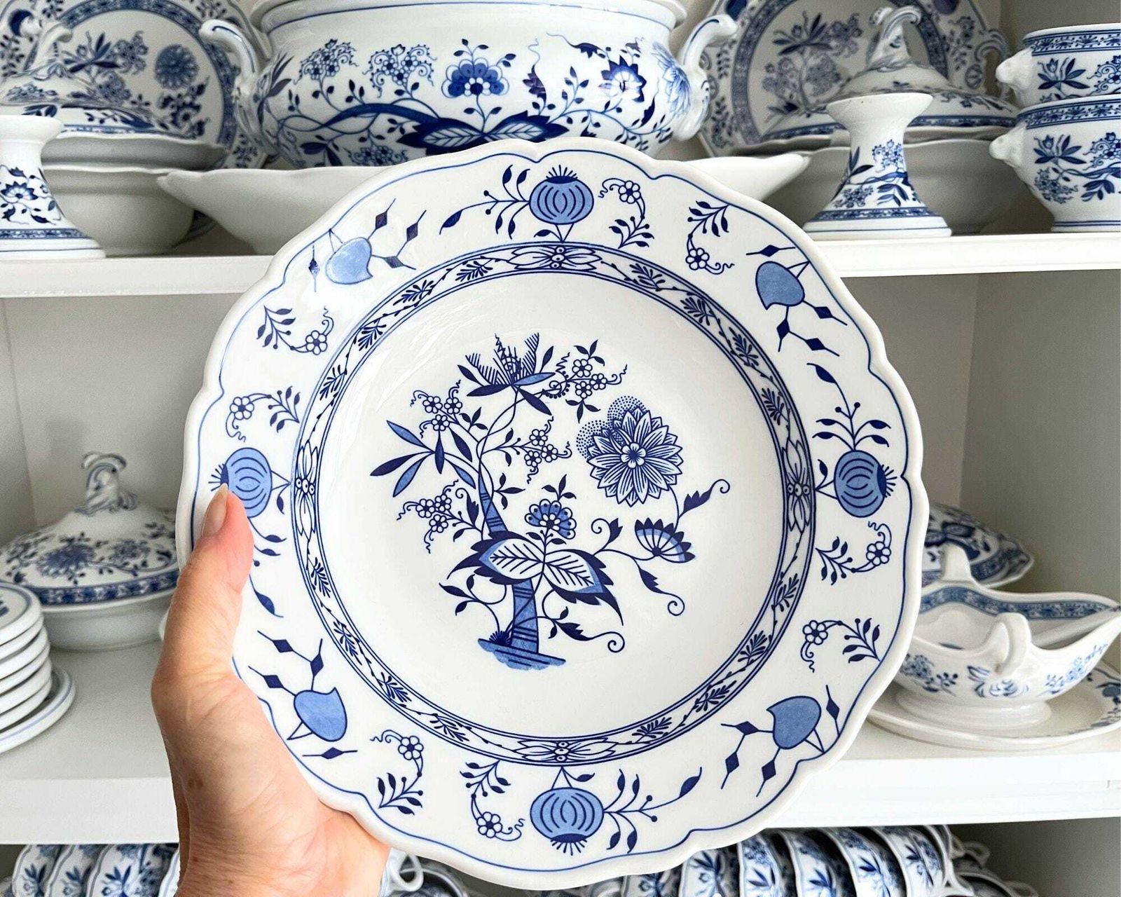 Blue Onion Antique Plates | 16pcs | Porcelain By Hutschenreuther photo 416.0